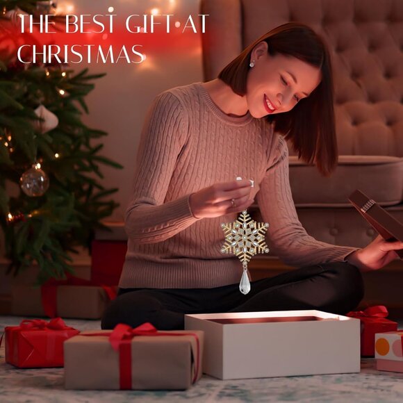 🆕Christmas Tree Ornaments Rhinestone Snowflake Hanging Pendant Charm Decorative - Picture 7 of 7